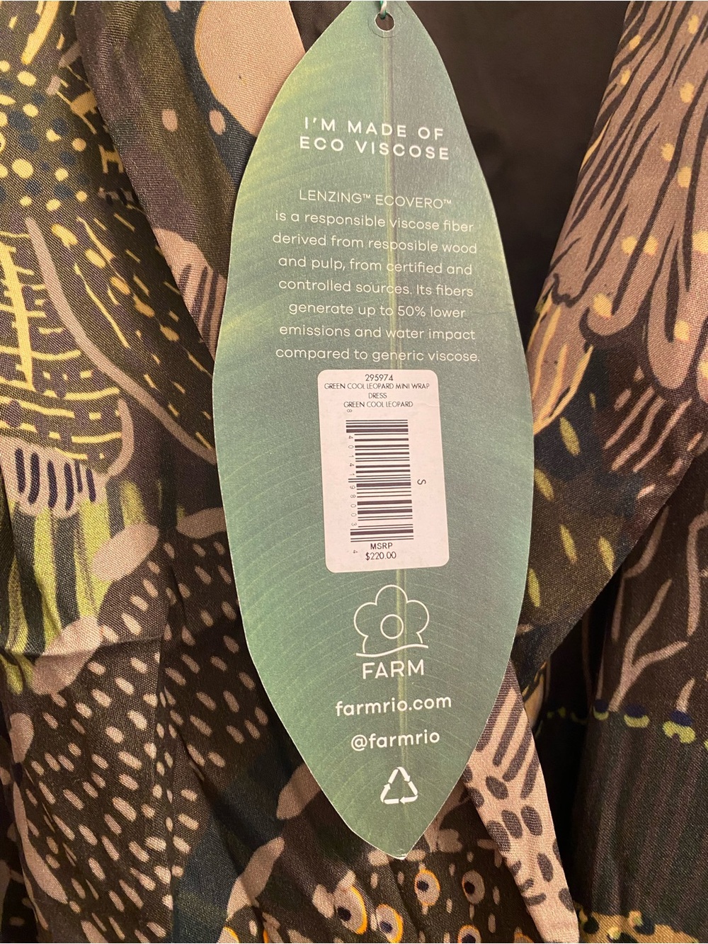 FARM Rio Green Cool Leopard Mini Wrap Dress - Picture 7 of 8